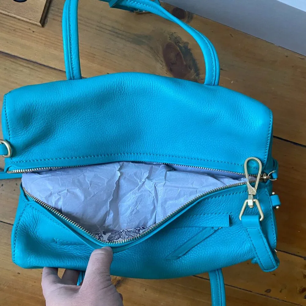 Vera Bradley Mallory Turquoise Leather Handbag - Brand New - Picture 10 of 15